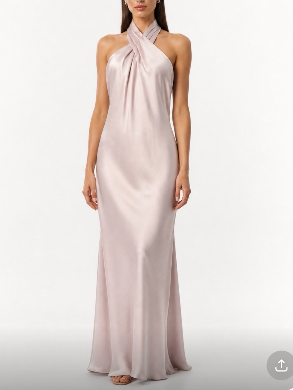 ANTHROPOLOGIE BHLDN Selma Bridesmaid Blush Pink Halter Gown Size 8